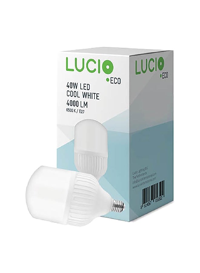 40W 4000 Lumen 6500K E27 LED Bulb Cool White 20.4 x 12.6 x 12.6 cm L-BL-0520-40W-6500K
